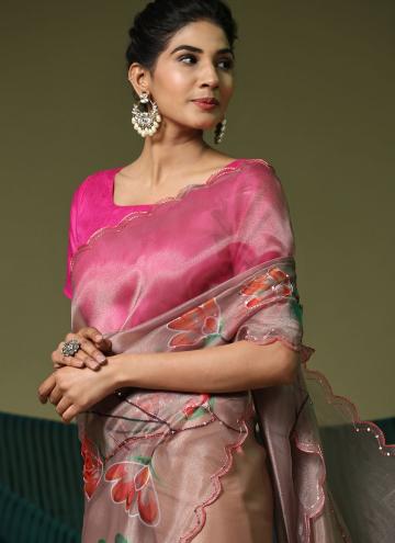 Multi Colour Trendy Saree in Organza with Cutwork
