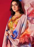 Multi Colour Trendy Saree in Pure Crepe with Digital Print - 2