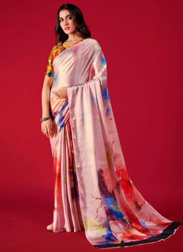 Multi Colour Trendy Saree in Pure Crepe with Digit