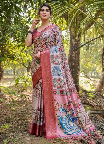 Multi Colour Trendy Saree in Pure Silk with Printed