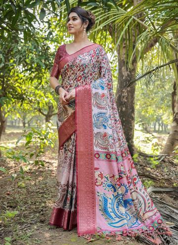 Multi Colour Trendy Saree in Pure Silk with Printe