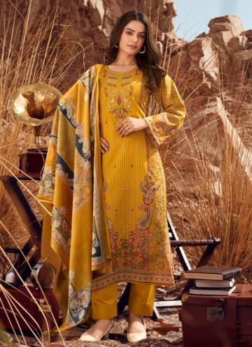Mustard color Digital Print Cotton Lawn Trendy Salwar Kameez