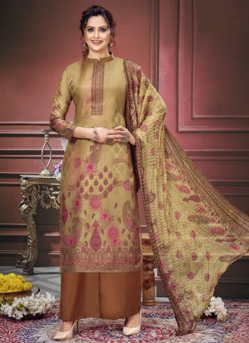 Mustard color Digital Print Muslin Trendy Salwar Suit