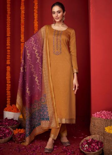 Mustard color Viscose Salwar Suit with Embroidered