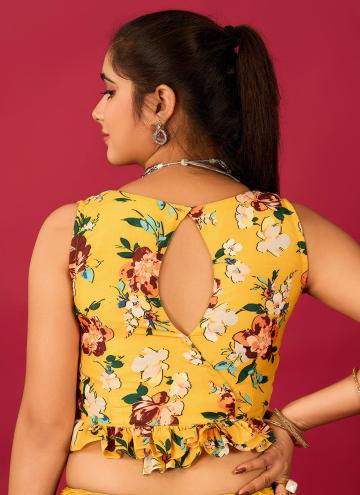 Mustard  in Satin with Floral Print