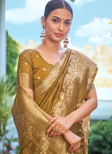 Mustard Traditional Saree in Silk with Woven