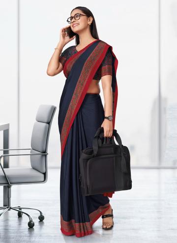 Navy Blue color Crepe Silk Classic Designer Saree with Woven