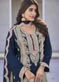 Navy Blue color Embroidered Chinon Trendy Salwar Suit - 1