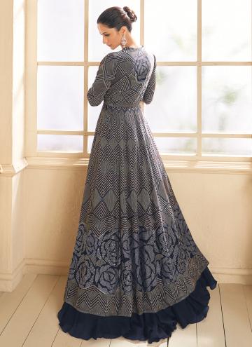 Navy Blue color Embroidered Georgette Readymade Lehenga Choli