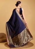 Navy Blue color Silk Classic Designer Saree with Jacquard Work - 2