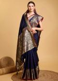 Navy Blue color Silk Classic Designer Saree with Jacquard Work - 3