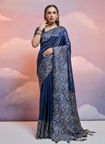 Navy Blue Handloom Silk Woven Contemporary Saree for Ceremonial