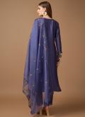 Navy Blue Silk Embroidered Salwar Suit for Ceremonial - 3