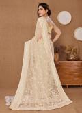 Net Contemporary Saree in Cream Enhanced with Embroidered - 2