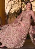 Net Salwar Suit in Pink Enhanced with Embroidered - 2