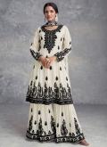 Off White Chinon Embroidered Trendy Salwar Kameez - 2