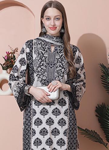 Off White color Digital Print Cotton  Salwar Suit