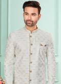 Off White color Embroidered Jacquard Indo Western - 1