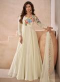 Off White color Embroidered Silk Readymade Designer Gown - 2