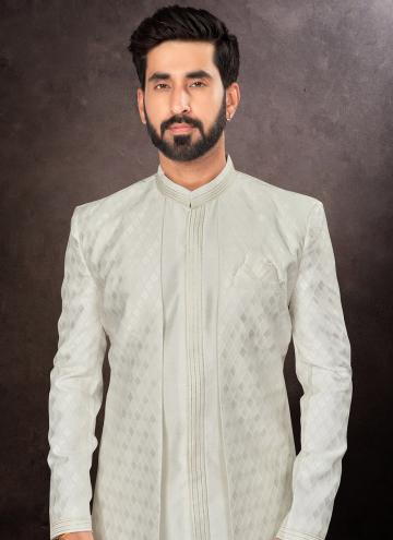 Off White color Jacquard Indo Western with Fancy work