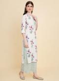 Off White Cotton  Floral Print Salwar Suit - 2