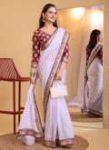 Off White Organza Embroidered Trendy Saree for Ceremonial - 3