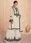 Off White Trendy Salwar Kameez in Georgette with Embroidered - 2