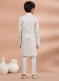 Off White Viscose Embroidered Kurta Pyjama for Engagement - 2
