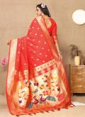 Orange color Silk Classic Designer Saree with Woven - 2