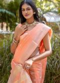 Orange color Woven Cotton  Classic Designer Saree - 3