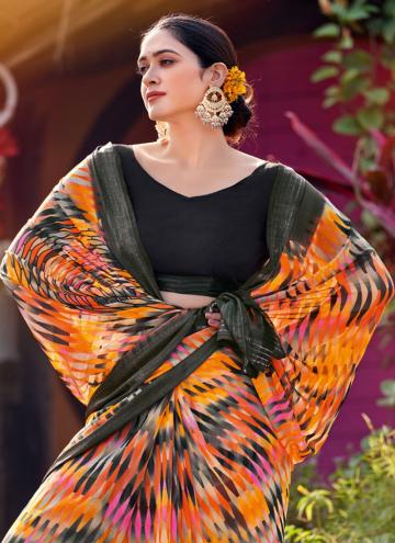 Orange Contemporary Saree in Georgette with Printed