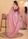 Organza Classic Designer Saree in Rose Pink Enhanced with Embroidered - 2