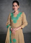 Organza Trendy Salwar Suit in Beige Enhanced with Designer - 1