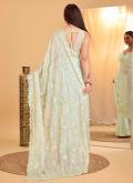 Organza Trendy Saree in Sea Green Enhanced with Sequins Work - 1