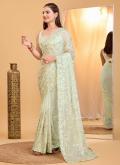 Organza Trendy Saree in Sea Green Enhanced with Sequins Work - 2