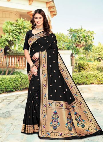 Paithni Classic Designer Saree in Black Enhanced w