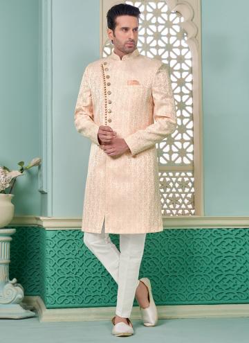 Peach color Embroidered Imported Indo Western