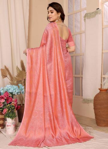 Peach color Kanjivaram Silk Casual Saree with Woven