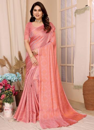 Peach color Kanjivaram Silk Casual Saree with Wove