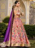 Peach Jacquard Silk Woven Designer Lehenga Choli - 1