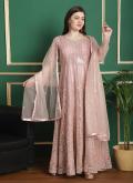 Peach Net Cord Trendy Salwar Suit for Engagement - 1