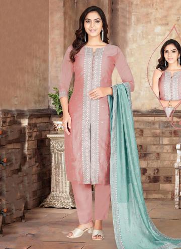 Peach Silk Embroidered Trendy Salwar Suit