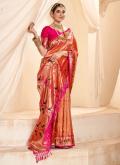 Peach Silk Jacquard Work Classic Designer Saree for Ceremonial - 2