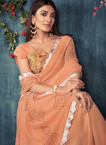 Peach Trendy Saree in Bamber Georgette with Border