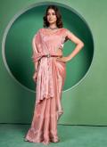 Peach Trendy Saree in Georgette with Sequins Work - 3