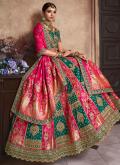 Pink and Rama Silk Cutwork A Line Lehenga Choli for Engagement - 2