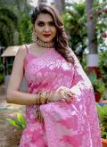 Pink Casual Saree in Cotton  with Woven - 1