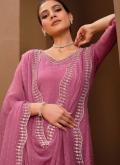 Pink Chiffon Swarovski Salwar Suit for Ceremonial - 1
