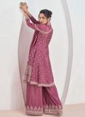 Pink Chinon Embroidered Trendy Salwar Kameez for Engagement - 2
