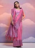 Pink Classic Designer Saree in Handloom Silk with Woven - 3